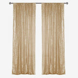 Champagne Sequin Backdrop Drape Curtains with Rod Pockets - 8ftx8ft