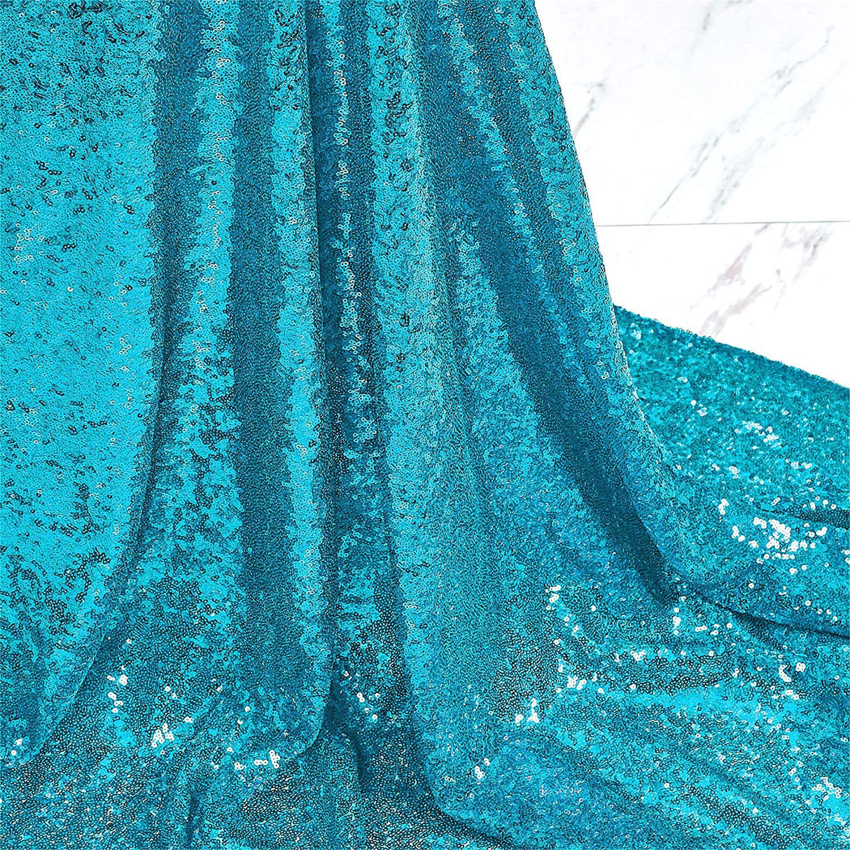 Malachite Green Sequin Backdrop Drape Curtains with Rod Pockets - 8ftx8ft