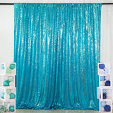 Lake Blue Sequin Backdrop Drape Curtains with Rod Pockets - 8ftx8ft