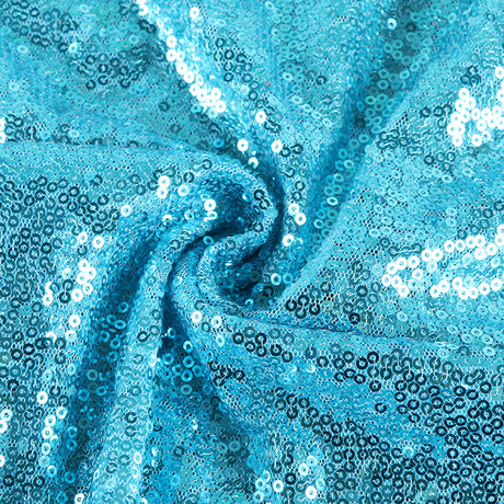 Lake Blue Sequin Backdrop Drape Curtains with Rod Pockets - 8ftx8ft