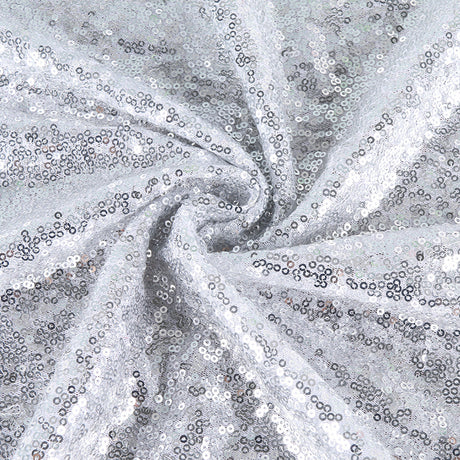 Silver Sequin Backdrop Drape Curtains with Rod Pockets - 8ftx8ft