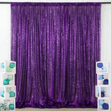 Dark Purple Sequin Backdrop Drape Curtains with Rod Pockets - 8ftx8ft