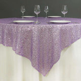 Sequin Square Table Overlay 90"x90" Lavender Purple