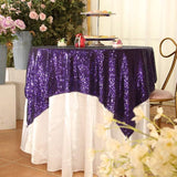Sequin Square Table Overlay 90"x90" Purple