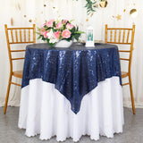 Sequin Square Table Overlay 90"x90" Navy Blue