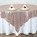 Sequin Square Table Overlay 90"x90" Rose Gold