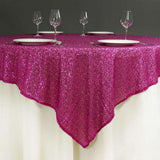 Sequin Square Table Overlay 90"x90" Rose Red