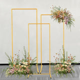 Set of 4 Gold Metal Frame Wedding Arch, Rectangular Backdrop Stand, Floral Display Frame 3.9ft, 4.9ft, 5.9ft, 6.5ft