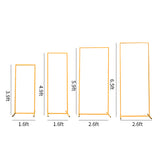 Set of 4 Gold Metal Frame Wedding Arch, Rectangular Backdrop Stand, Floral Display Frame 3.9ft, 4.9ft, 5.9ft, 6.5ft