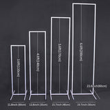 Set of 4 Slim White Metal Wedding Arches 3.6ft-6.6ft Rectangular Backdrop Stands - Floral Display Frames