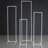 Set of 4 Slim White Metal Wedding Arches 3.6ft-6.6ft Rectangular Backdrop Stands - Floral Display Frames