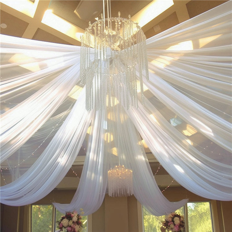 Sheer Wedding Arch Drape 5ftx32ft Milky White