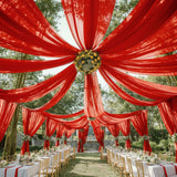 Sheer Wedding Arch Drape 5ftx32ft Red
