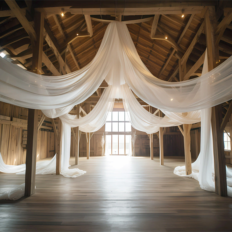 Sheer Wedding Arch Drape 5ftx32ft Milky White