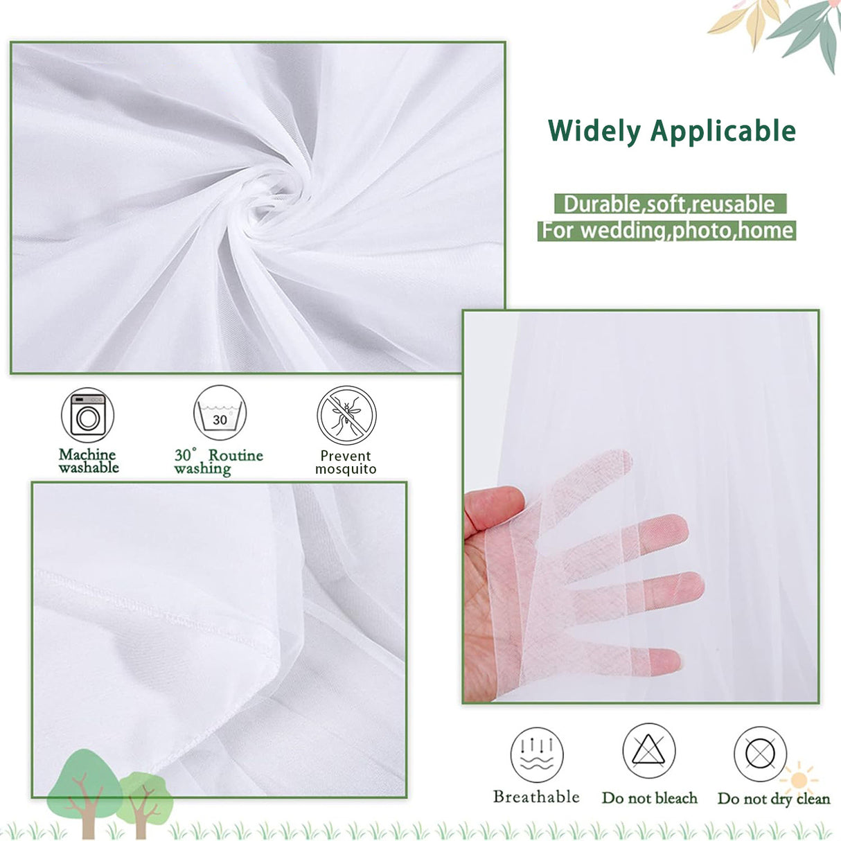 Sheer Wedding Arch Drape 5ftx32ft Milky White