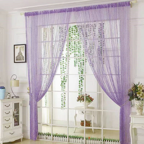 Silk Tassel String Curtains 3ftx7ft Violet