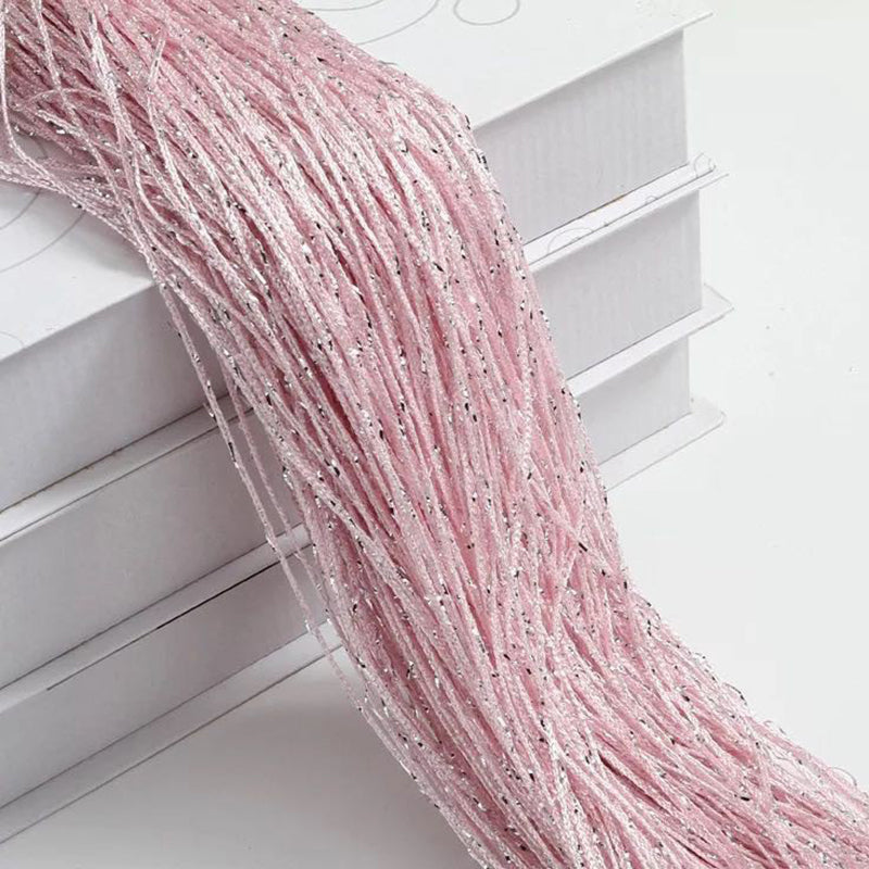 Silk Tassel String Curtains 3ftx7ft Pink