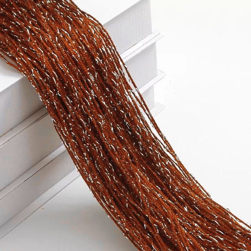 Silk Tassel String Curtains 3ftx7ft Coffee