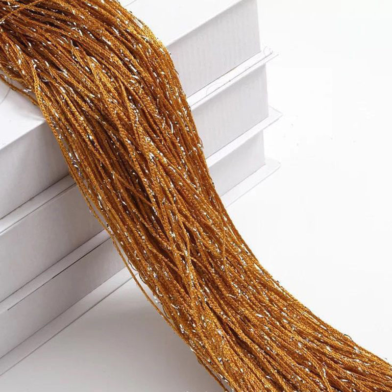 Silk Tassel String Curtains 3ftx7ft Gold