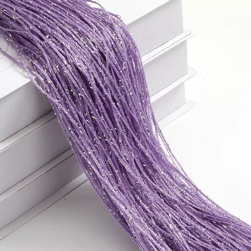 Silk Tassel String Curtains 3ftx7ft Light Purple