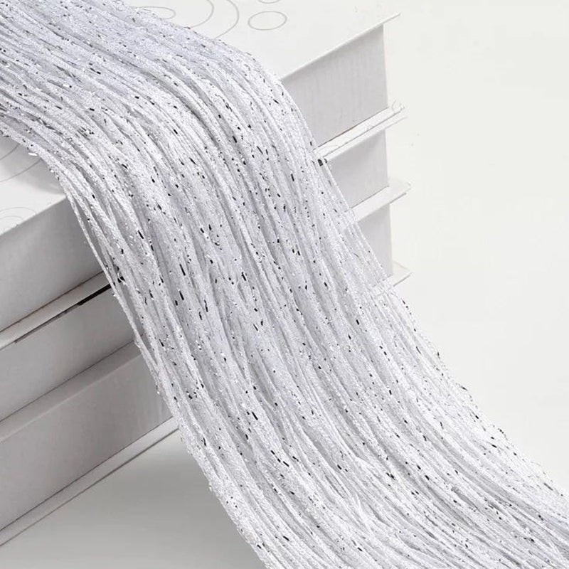 Silk Tassel String Curtains 3ftx7ft White