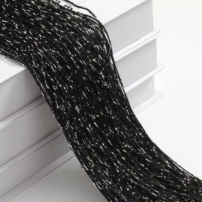 Silk Tassel String Curtains 3ftx7ft Black