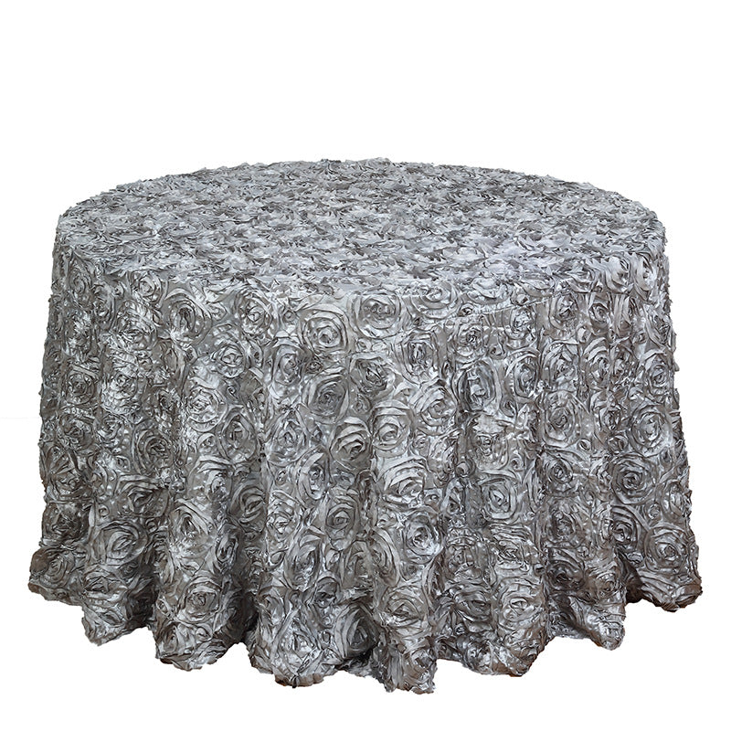 Satin Round Tablecloth 130" Silver