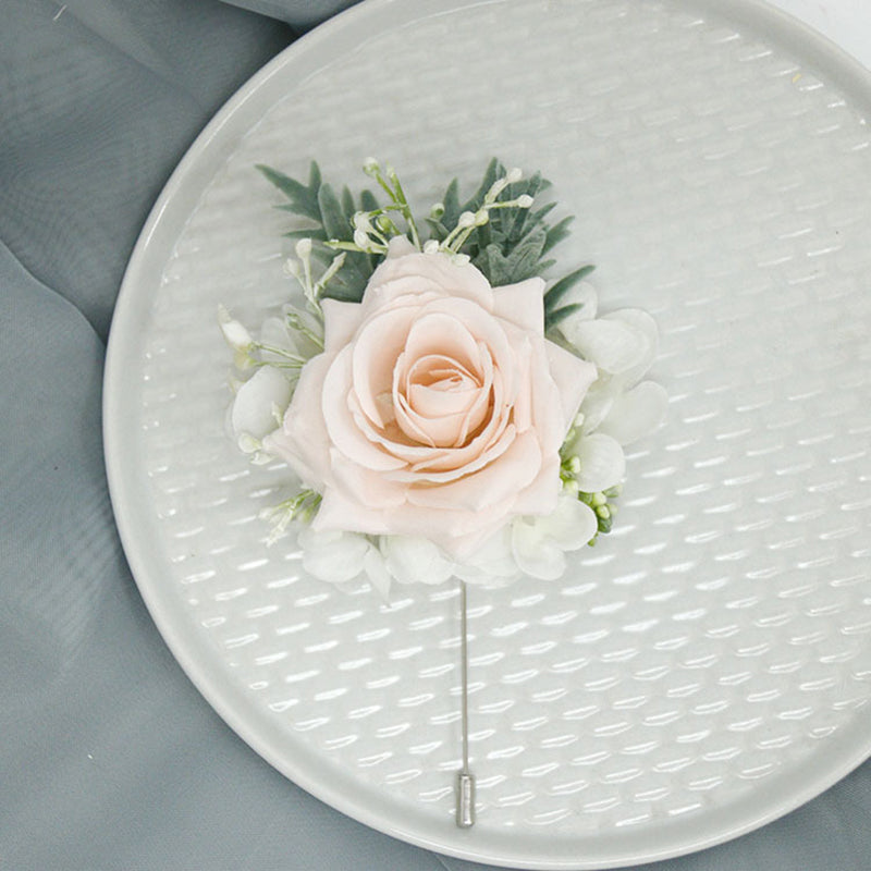 Wedding Simulation Corsage Wrist Flower Set Champagne