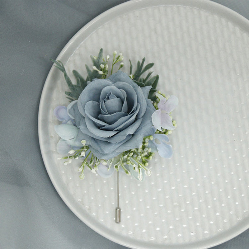 Wedding Simulation Corsage Wrist Flower Set Blue