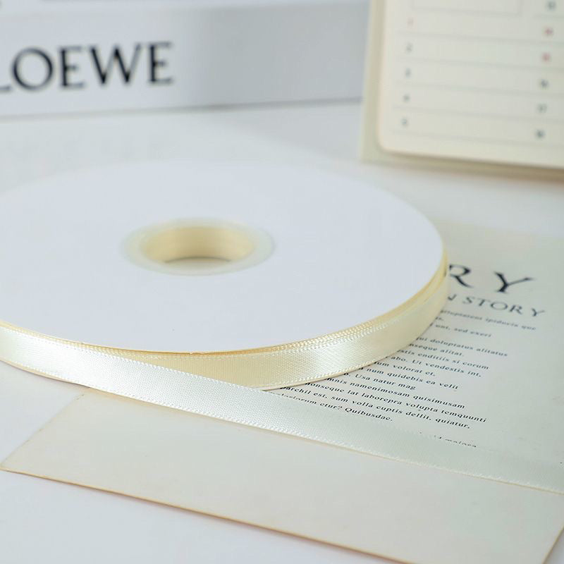 Single Face Decorative Satin Ribbon 100 Yards 3/8" Off White