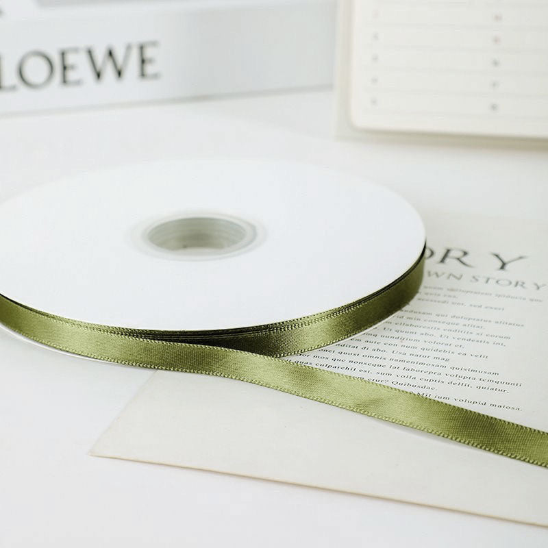 Single Face Decorative Satin Ribbon 100 Yards 3/8" Bean Paste Green