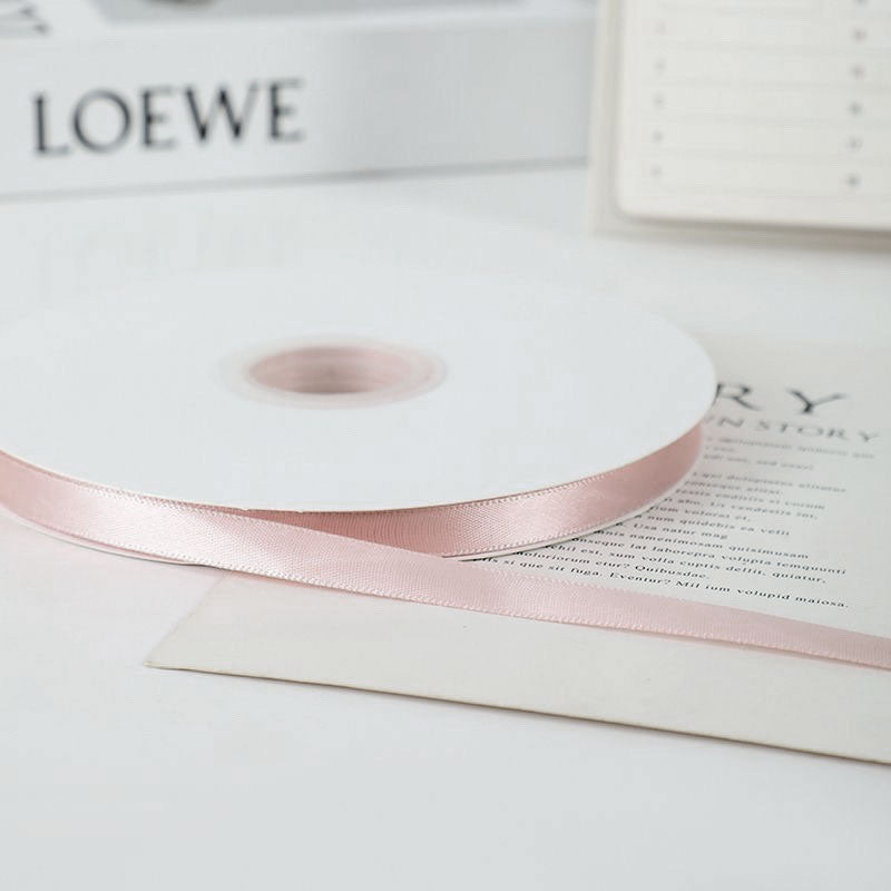 Single Face Decorative Satin Ribbon 100 Yards 3/8" Gray Pink