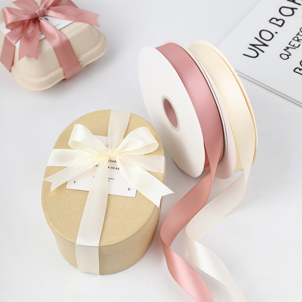 Single Face Decorative Satin Ribbon 100 Yards 7/8" White