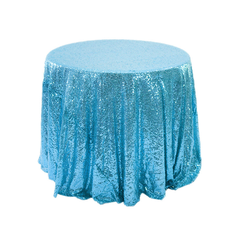 Sequin Round Tablecloth 132" Sky Blue