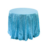 Sequin Round Tablecloth 132" Sky Blue