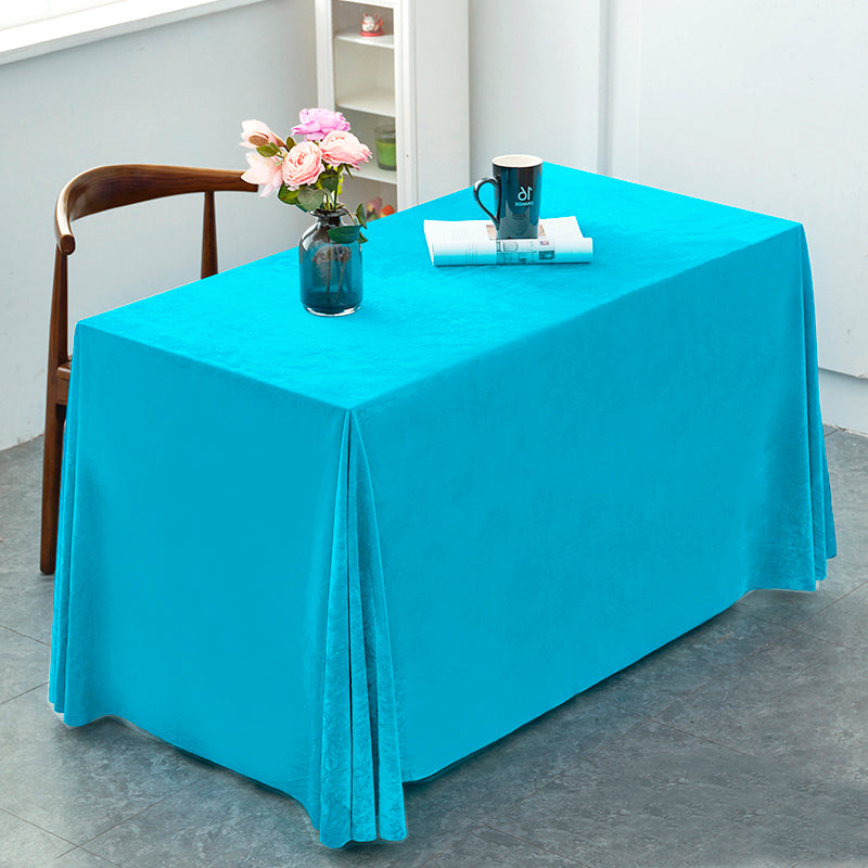 Gold Velvet Rectangular Tablecloth 60"x126" Sky Blue