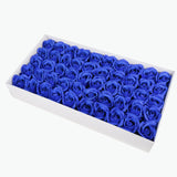 50 Pcs Three-Layer Floral Scented Soap Rose Petals Body Soap in Gift Box Royal Blue