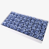 50 Pcs Three-Layer Floral Scented Soap Rose Petals Body Soap in Gift Box Ice Blue