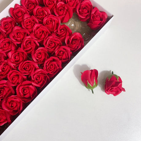 50 Pcs Three-Layer Floral Scented Soap Rose Petals Body Soap in Gift Box Red