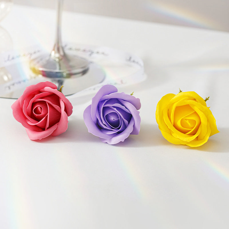 50 Pcs Three-Layer Floral Scented Soap Rose Petals Body Soap in Gift Box Ice Blue