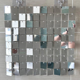 24 Panels Square Sequin Shimmer Wall Photo Backdrop Panels - 24sq.ft Silver