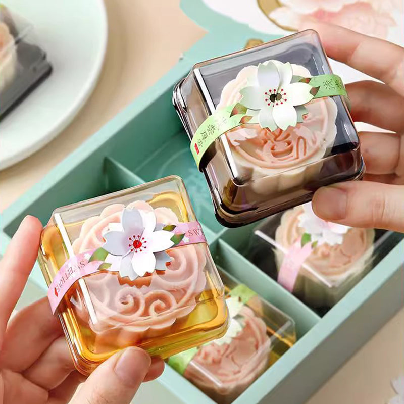 50 Pc Square Plastic Cupcake Favor Containers 3" Black and Clear