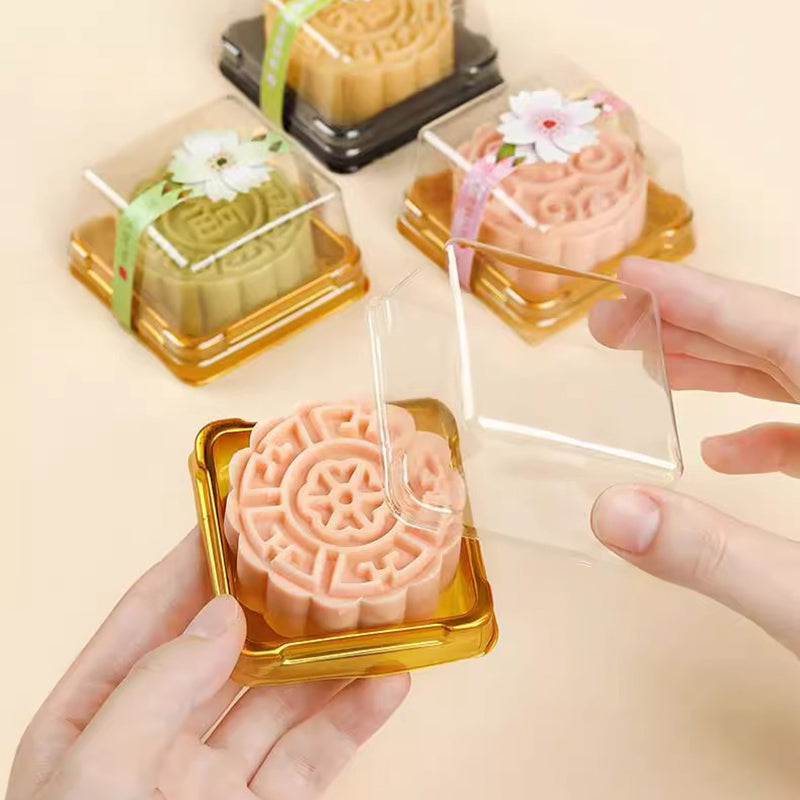50 Pc Square Plastic Cupcake Favor Containers 3" Black and Clear