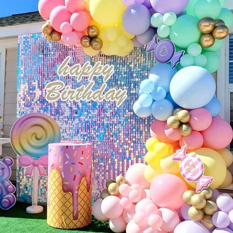 24 Panels Square Sequin Shimmer Wall Photo Backdrop Panels - 24sq.ft Iridescent Silver
