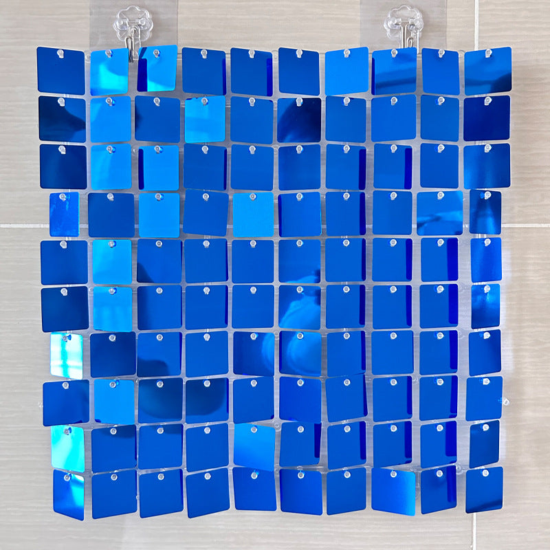 24 Panels Square Sequin Shimmer Wall Photo Backdrop Panels - 24sq.ft Royal Blue
