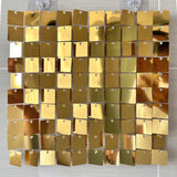 24 Panels Square Sequin Shimmer Wall Photo Backdrop Panels - 24sq.ft Light Gold