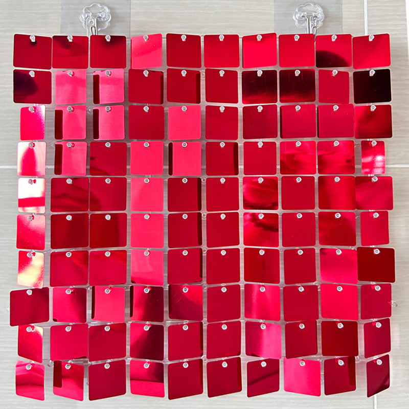 24 Panels Square Sequin Shimmer Wall Photo Backdrop Panels - 24sq.ft Red