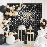 24 Panels Square Sequin Shimmer Wall Photo Backdrop Panels - 24sq.ft Black