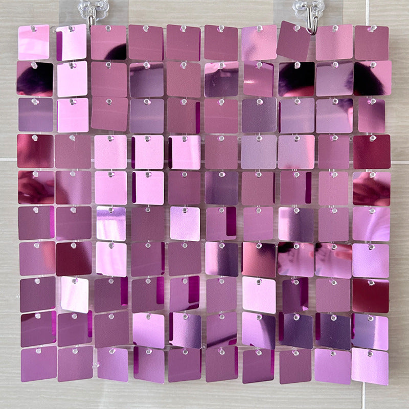 24 Panels Square Sequin Shimmer Wall Photo Backdrop Panels - 24sq.ft Light Pink