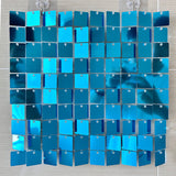 24 Panels Square Sequin Shimmer Wall Photo Backdrop Panels - 24sq.ft Lake Blue